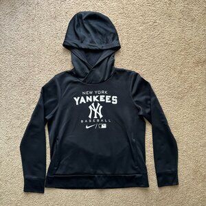 Yankees Sweatshirt Womens Medium Hoodie Pullover Black Nike New York Baseball